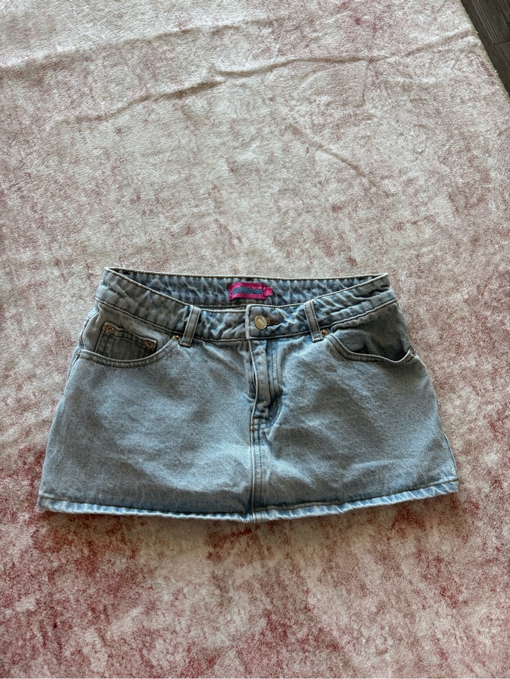 Edikted Light Blue Denim Mini Skirt